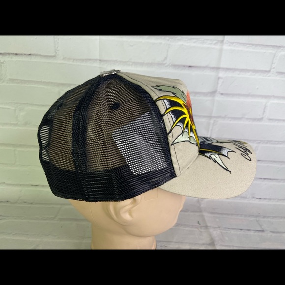 Cliff Raven Chief Skull Hardy Tattoo Embroidered Mesh Back Trucker Snapback Hat - Picture 6 of 8